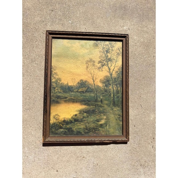 w m thompson Other - 1930s LANDSCAPE LITHOGRAPHY DECOR,vintage W M Thompson print,W M Thompson art